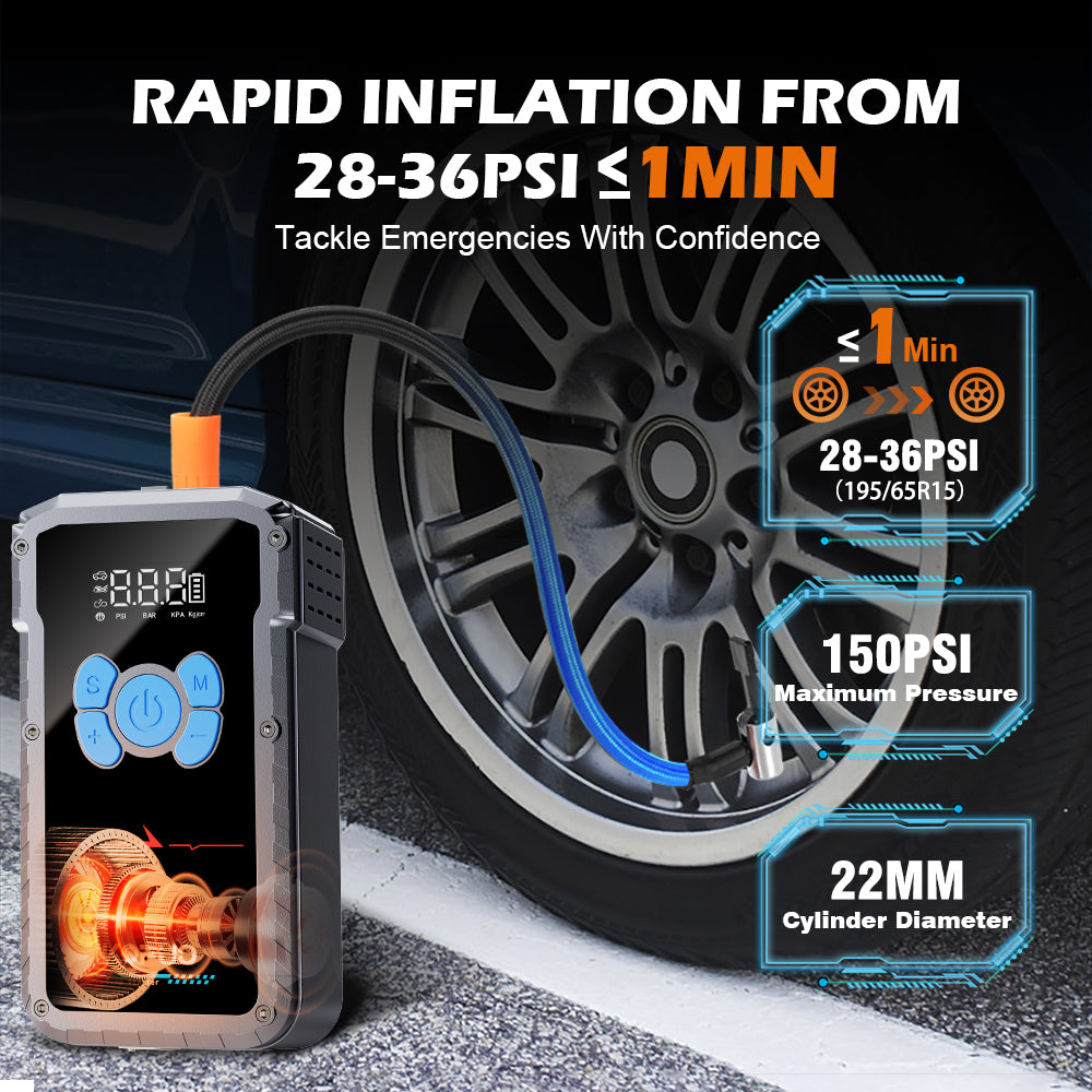 r67-pro 4000A 4-in-1 KOPUO Car Jump Starter - 150PSI Tire Inflator, LED Lighting, LCD Display, Anti-Reverse Smart Clip（副本）