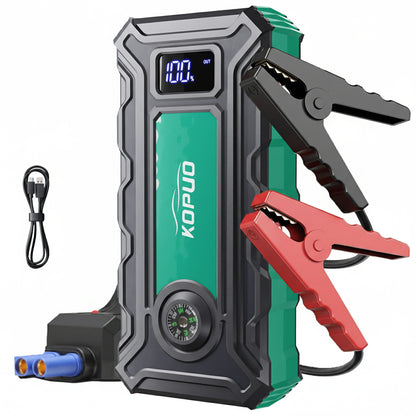 KOPUO Car Battery Charger, Ultra-Compact Car Jumper Starter Portable, Jump Box with Compass & LED Flashlight for 8.5L Gas/6.5L Diesel Engines