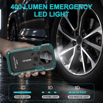 KOPUO Automotive Jump Starter with Air Compressor 6000A, 150PSI Tire Inflator, Battery Jump Starter Portable, 12V Vehicles (Up to 9.0L Gas/7.5L Diesel), USB-C Charging & LED Display