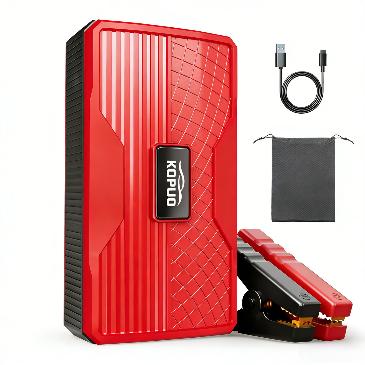 KOPUO 6000A Car Battery Jump Starter, 12V Jump Box with Storage Bag, Portable Car Jumper Starter for 8.5L Gas/6.5L Diesel Engine, Emergency Rescue and Camping Essentials