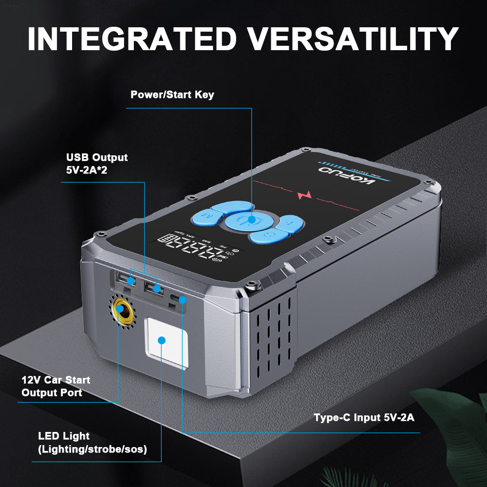 r67-pro 4000A 4-in-1 KOPUO Car Jump Starter - 150PSI Tire Inflator, LED Lighting, LCD Display, Anti-Reverse Smart Clip（副本）