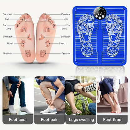 MS Pulse Foot Massage Mat, Foot Bioelectric Acupoint Massage Mat, USB Rechargeable Portable Durable Foot Massager for Cycle Office Home Use, Relax Muscles