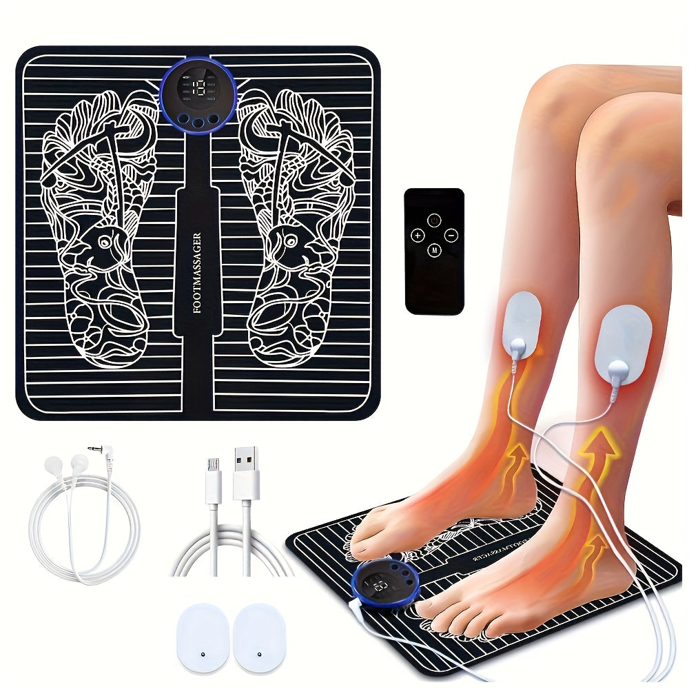 MS Pulse Foot Massage Mat, Foot Bioelectric Acupoint Massage Mat, USB Rechargeable Portable Durable Foot Massager for Cycle Office Home Use, Relax Muscles