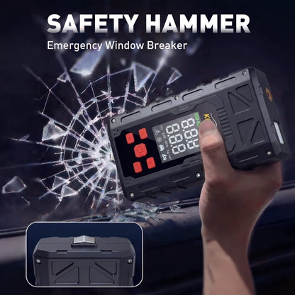 KOPUO 4 in 1 Auto Starthilfe, 150PSI Reifenfüller, LED Beleuchtung, LCD Display, Anti Reverse Smart Clip, geeignet für 2,64 Gallonen Benzin und 2,11 Gallonen Dieselmotoren, ideales Weihnachtsgeschenk R66