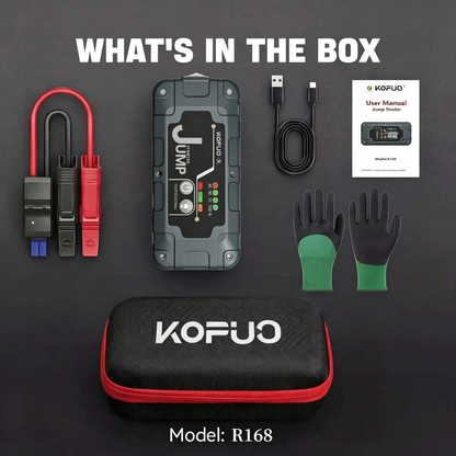 KOPUO 12V Compact Portable Multifunctional Lithium Ion Rechargeable Car Jump Starter Battery with Smart Clamp, Stable Performance, International Warranty, Cold Resistant, Heat Resistant, Durable, for 12V-5L Gasoline Vehicles, Urban Commuters, Cars A