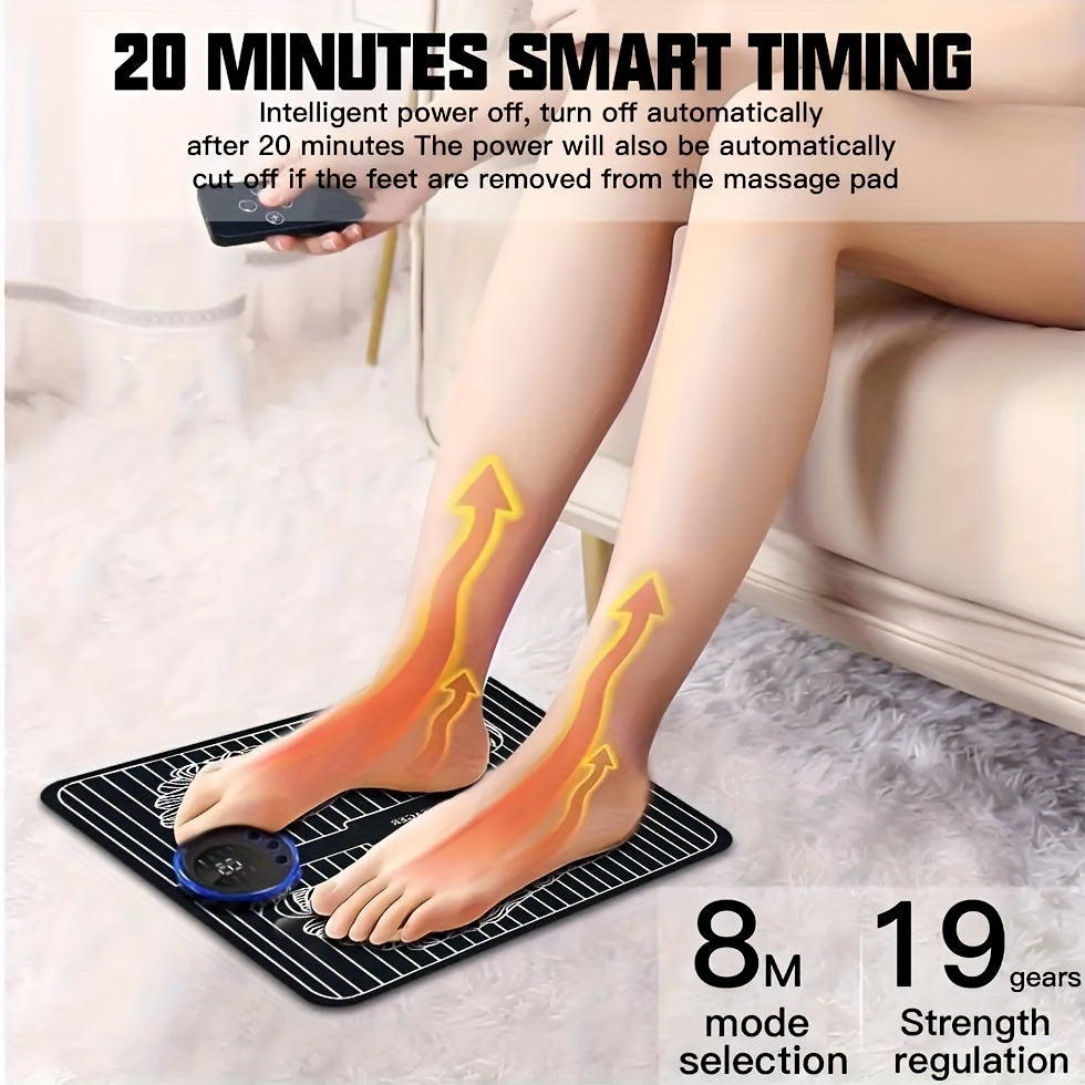 MS Pulse Foot Massage Mat, Foot Bioelectric Acupoint Massage Mat, USB Rechargeable Portable Durable Foot Massager for Cycle Office Home Use, Relax Muscles