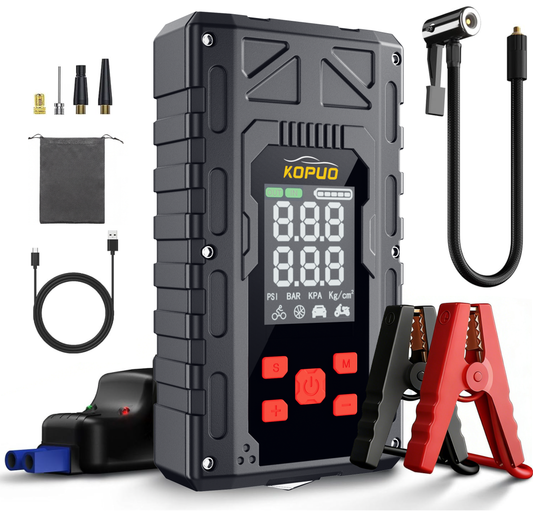 KOPUO-Car-Battery-Jump-Starter-Air-Compressor-7000A-Jumper-Box-Car-Battery-Portable-Booster-Jump-Pack-12V-Jump-starter-150PSI-Car-Tire-Inflator-Air